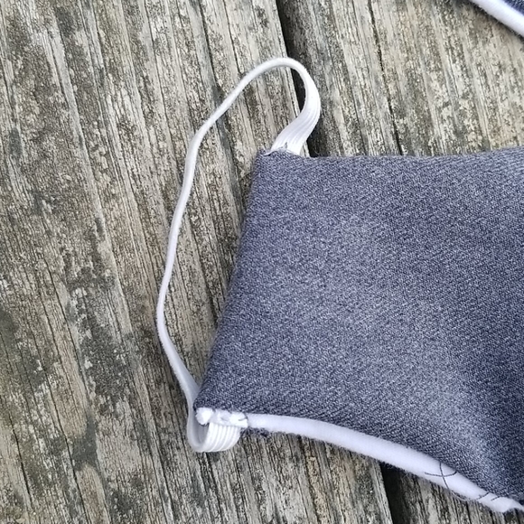 2 Handmade Adults Gray Cotton Washable Face Masks - Picture 3 of 6